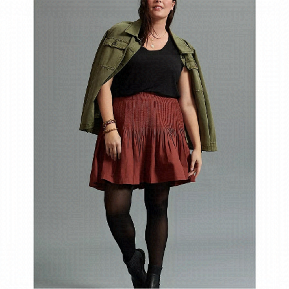 ANTHROPOLOGIE-EULA Pintucked Mini Skirt (Size:1X)